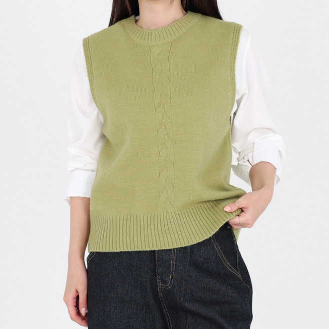 닷이프 여성용 위트 백 트임 니트 조끼 T24FW1-A1181