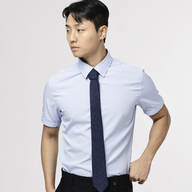 엘엑스티 남성용 반팔 구김없는 반슬림 냉감 와이셔츠