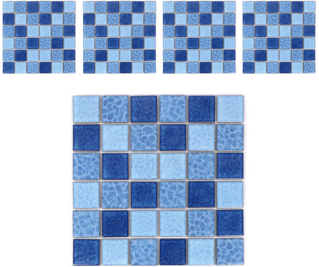 모네스페스 자기질 모자이크타일 48mm, 웨이브오션블루 유광, 5개