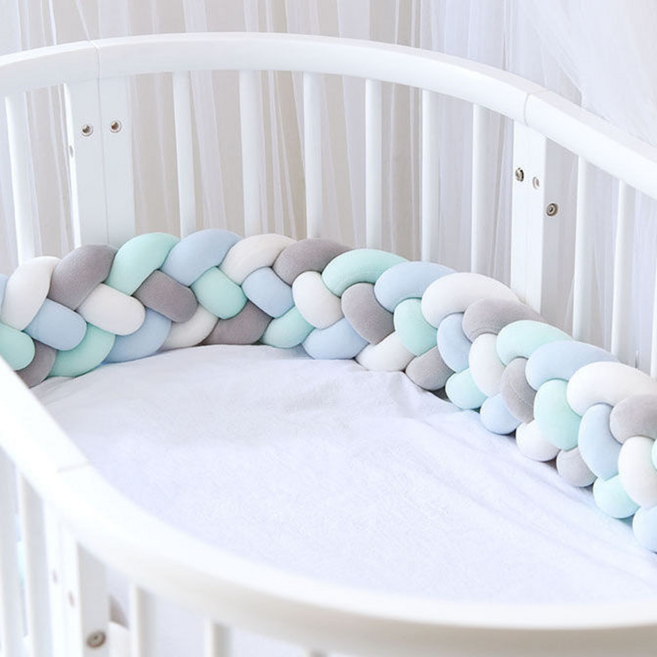 해피마인 따뜻하고 부드러운 꽈베기 침대가드 1m, 화이트 + 그레이 + 라이트블루 + 민트