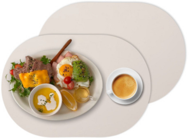 디아르 플래티넘 실리콘 식탁매트 플레인, 오트밀베이지, 43 x 29.5 cm, 2개