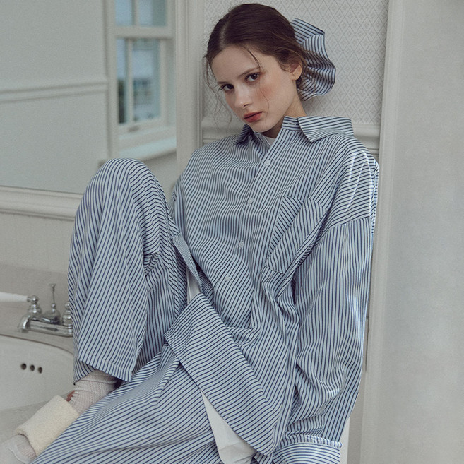 캄투올 여성용 블랜드 레이어 잠옷 셔츠 + 롱 팬츠