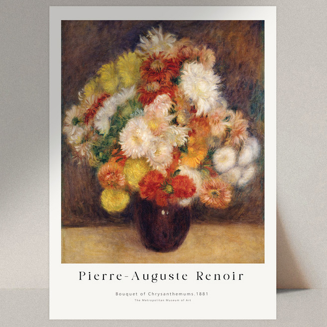 퍼니즈 인테리어 액자 미포함 르누아르 명화 그림 포스터 국화꽃다발