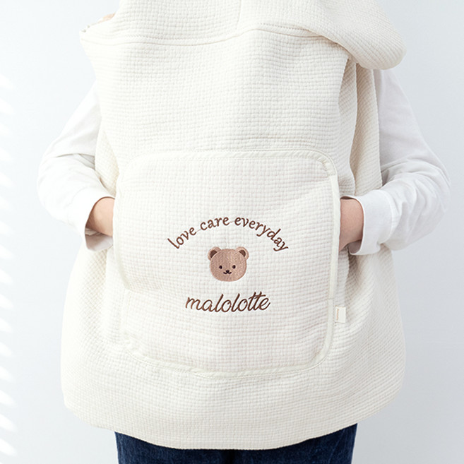 마롤로뜨 3중 거즈 아기 띠 워머, 아이보리베베