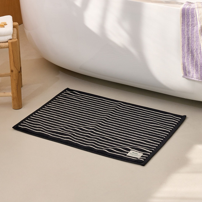 모던하우스 STF 컬러 스트라이프 타월발매트, BLACK