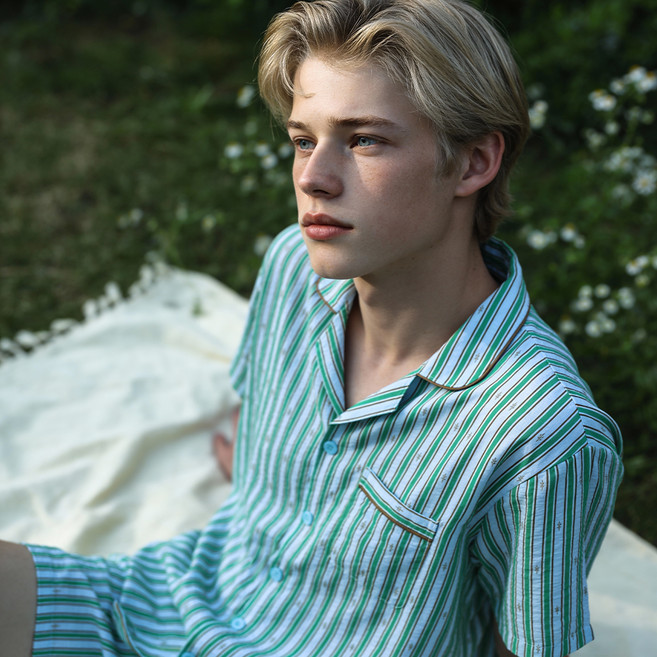 이너쿠키 남성용 인견 냉감 파자마 상하의 세트