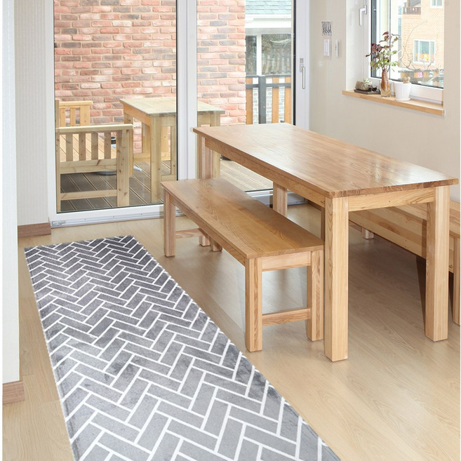 리빙플러스 긴 복도 발코니 베란다용 프리미엄 극세사 헤링본 카페트