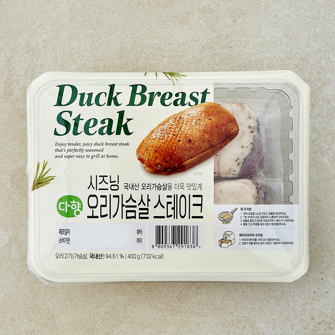 다향 시즈닝 오리가슴살 스테이크, 400g, 1개