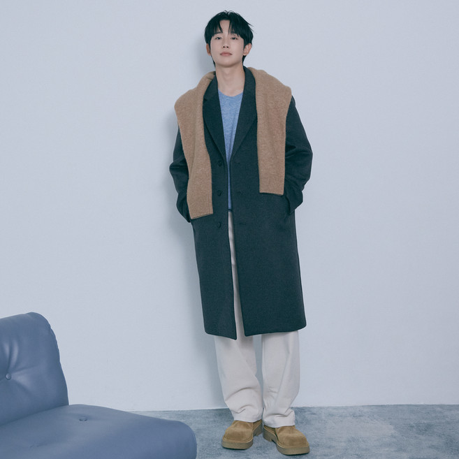 마인드브릿지 남성용 두굿 캐시미어 싱글 코트 MZCA7101