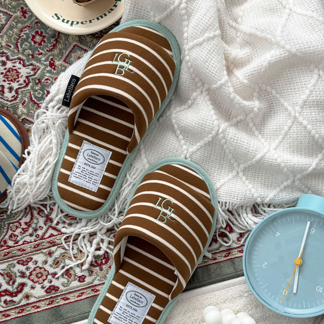 라벨라코 이지 쿠션 보온 방한 룸슈즈, 브라운, 1개