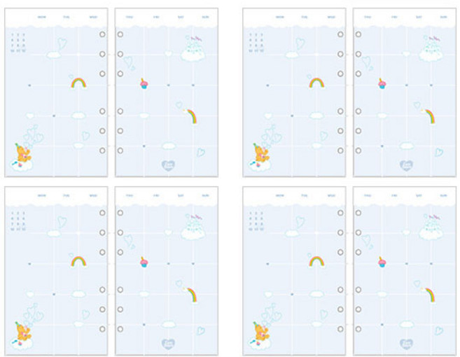 케어베어 아카이브 6공 리필속지 먼슬리 B 4p, 1세트