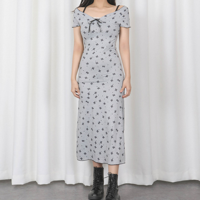 엘쏘 롱 숏 투버전 리본 원피스 롱