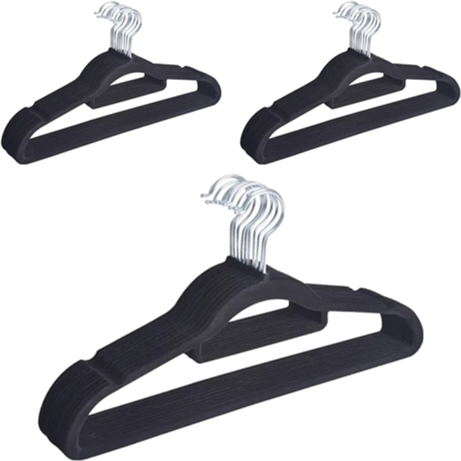 品屋 無痕防滑曬衣架 雙位款 42cm, 黑色, 50個