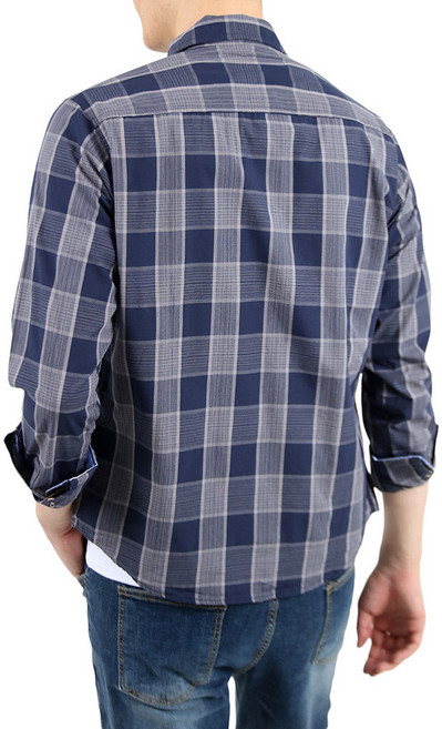 남성용 오피스 순면 체크 셔츠 YXCC146