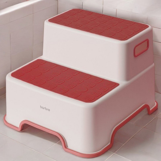 바브레 논슬립 2단 유아 디딤대, 레드, 1개