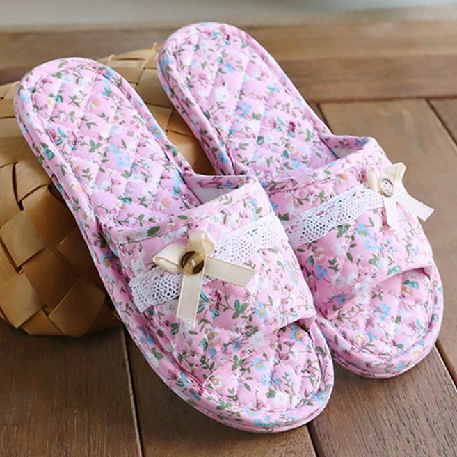 아리코 여성용 더블쿠션 퀼트면 거실화, 핑크, 1개