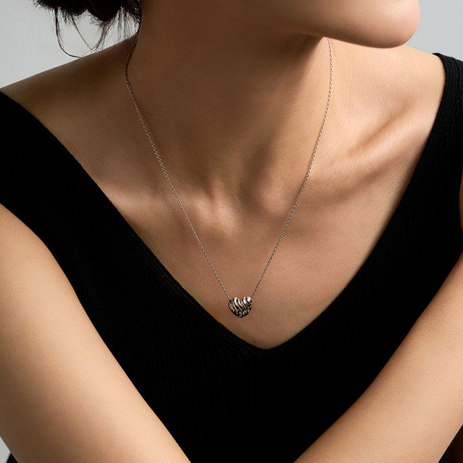 로이드 여성용 실버 쇼콜라 봉봉 롱넥 목걸이 + 쇼핑백