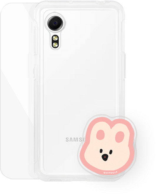 바니몽 아크릴 챠밍톡 + 클리어젤리 휴대폰 케이스 + 강화유리 액정보호필름 세트