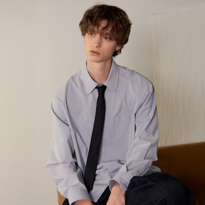 마인드브릿지 남성용 멀티 스트라이프 오버핏 셔츠 MZWS61A2