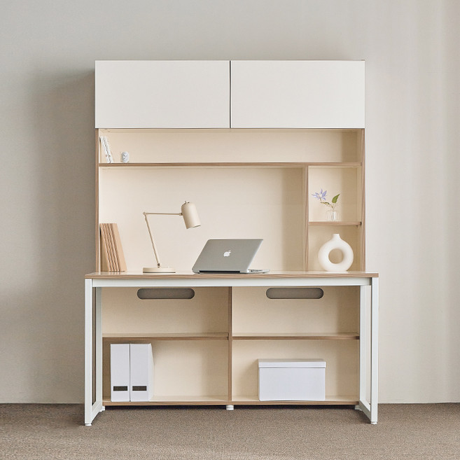 퍼리든 엔버스트 책상 책장 세트 방문설치, 크림