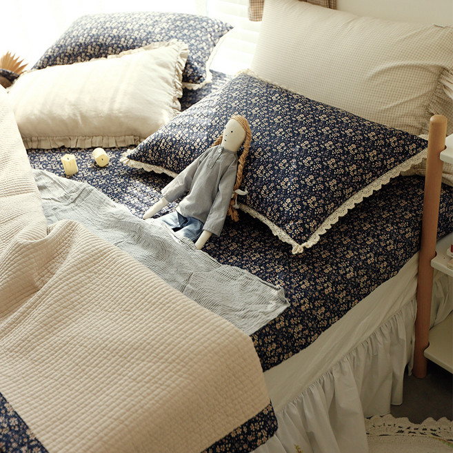 마리엔젤 프리워싱 짙은새벽 줄누빔 여름이불 겸용 패드 세트, 혼합색상