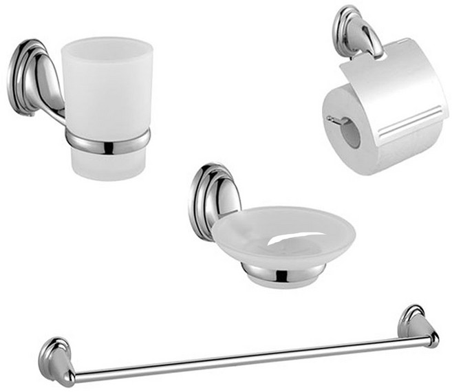 완겔코리아 커브 욕실 악세사리 4종 세트, 실버, 1세트