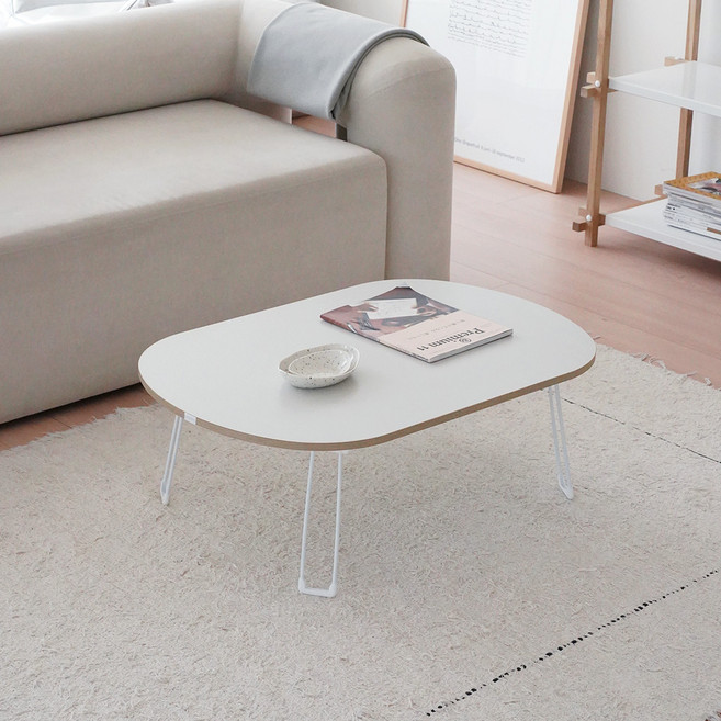 레몬트리 LPM 엣지라인 타원형 접이식 테이블, 우드 그레이