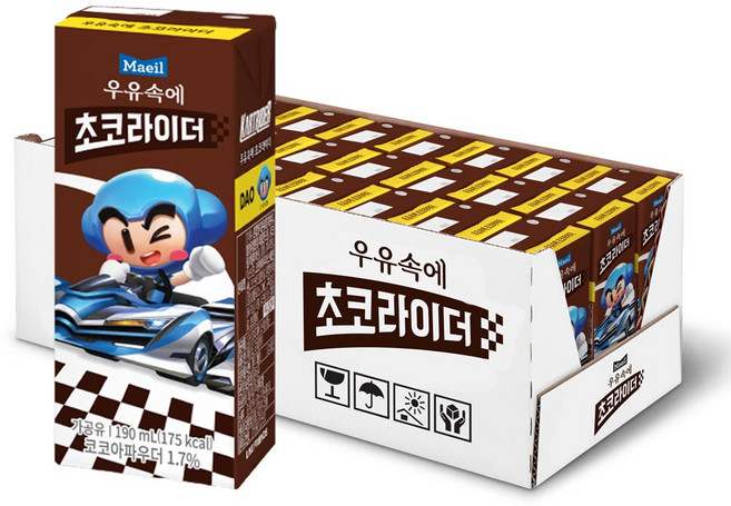 매일유업 우유 속에 초코라이더, 190ml, 24개