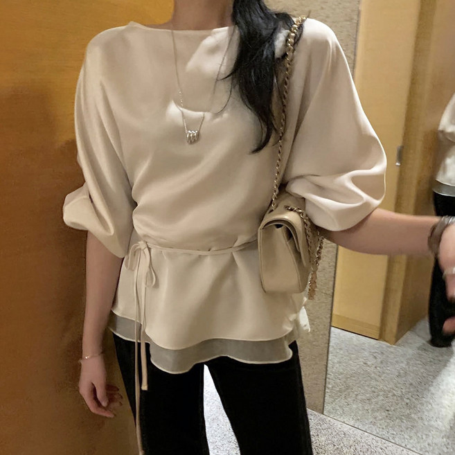 비비에모 여리나 레이어드 스트랩 블라우스 11543