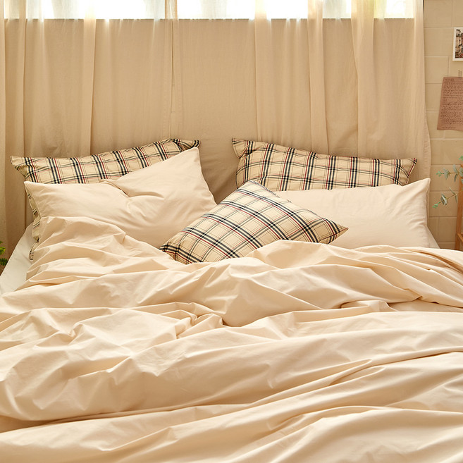 심플럭스 밀크 고밀도순면 호텔 이불커버, 크림밀크