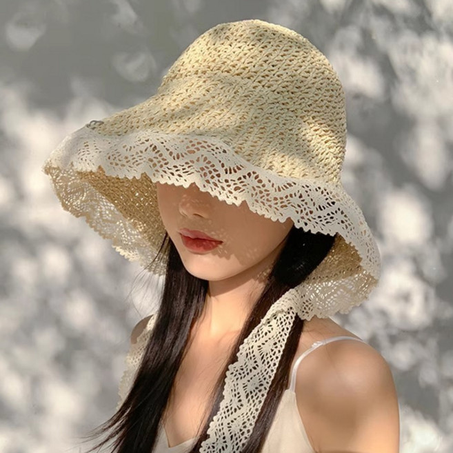 선빛 달리 레이스 버킷햇