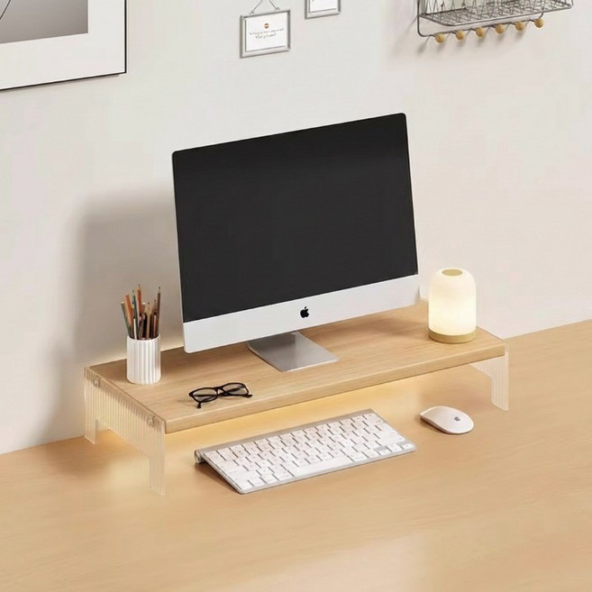 The Flow Commerce Dayton Balance 壓克力桌上型螢幕支架, 木紋 1層