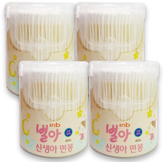 아이앤비 별아 신생아 면봉, 400개입, 4개