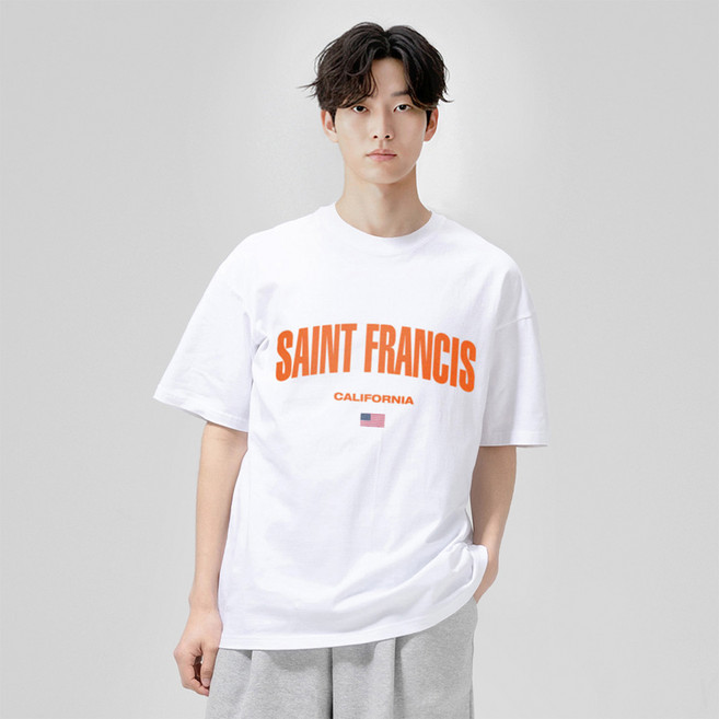 그랜피니 어센틱 오버핏 샌프라시스코 프린팅 라운드 20수 반팔 티셔츠