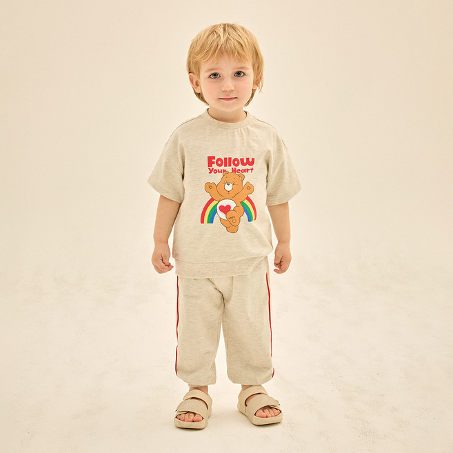 케어베어 레인보우 오버핏 반팔상하의 세트