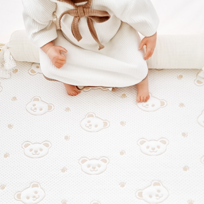 아이레빗 유아용 아기 아이스론 양면 냉감패드 쿨매트 양면 패드, 화이트 + 베이지, 1개