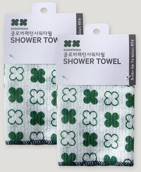 소소모소 클로버패턴 샤워타월, 클로버, 1개입, 2개
