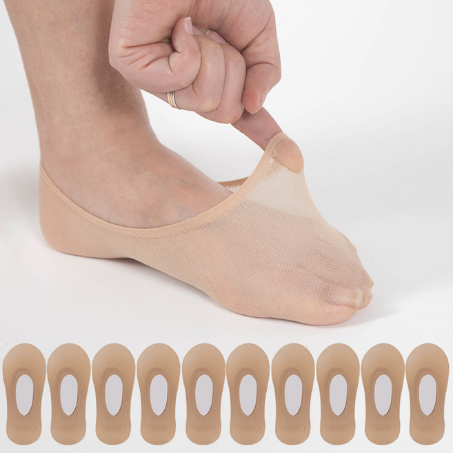 시너싹스 여성용 심플 시스루 실리콘 덧신 10켤레 세트