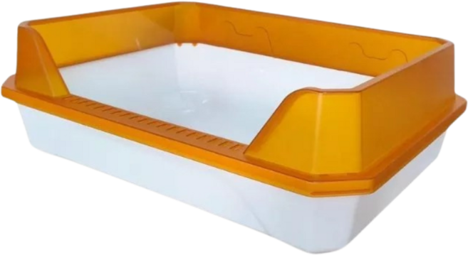 高精寵物 矩形貓砂盆, 橘色 + 白色, 1個