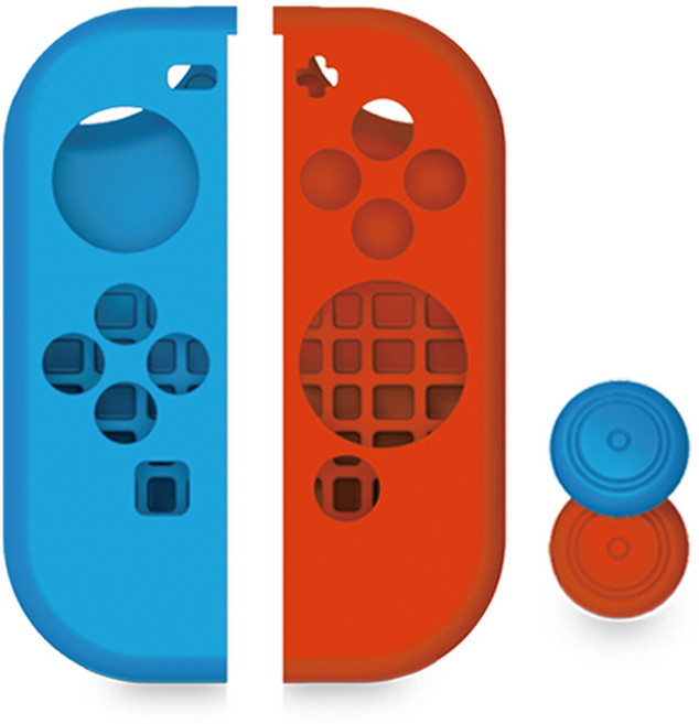 조이트론 닌텐도 스위치 조이콘 실리콘 그립세트, JTSW-109, 블루 + 레드, 1세트