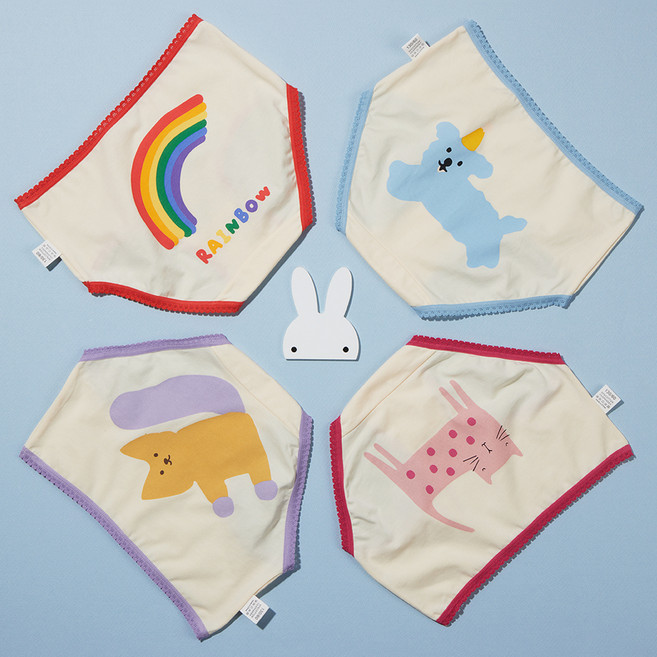 스콕스 여아용 학생 삼각 팬티 4종 세트