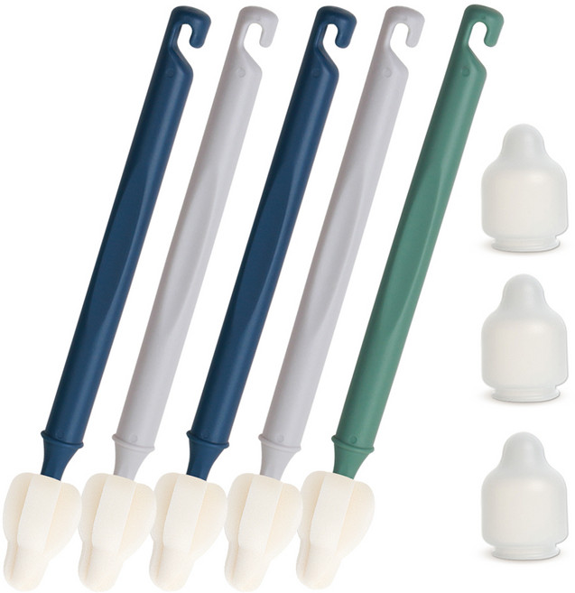 하이비 젖병 젖꼭지 세척솔 몽글이 롱 미니솔 5p + 먼지보호캡 3p, 1세트, 시원한바람