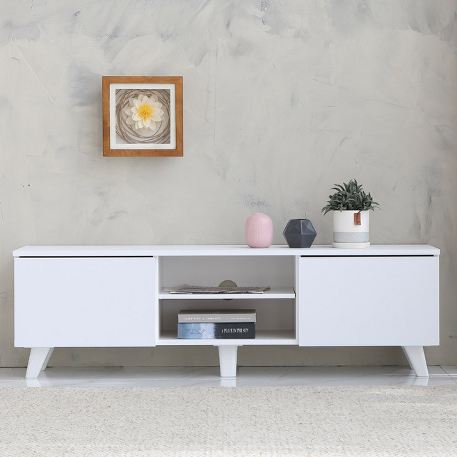 decofurniture 達比 電視櫃 附門, 白色