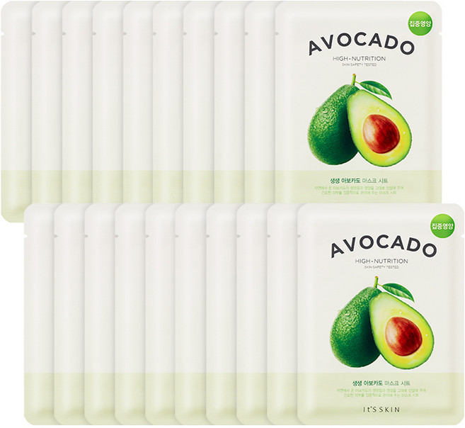잇츠스킨 생생 아보카도 마스크 시트 팩 20g, 1개입, 20개