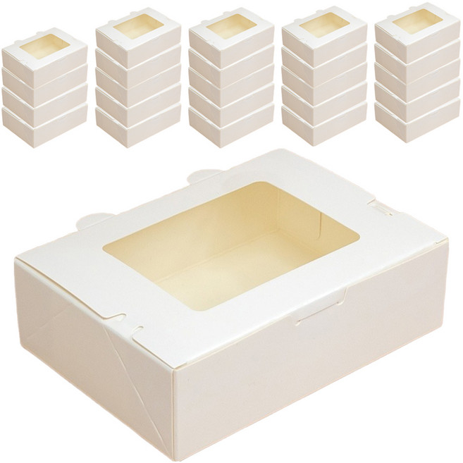 J-Factory 白色透明窗餅乾包裝盒 25入, 白色, 25個