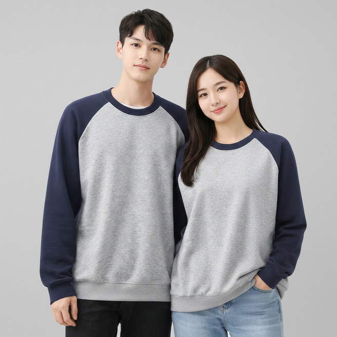 언헤브 남녀공용 투톤 나그랑 맨투맨