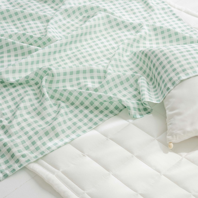 유트러스 풍기인견 체크 냉감 원단 홑이불, 민트 체크
