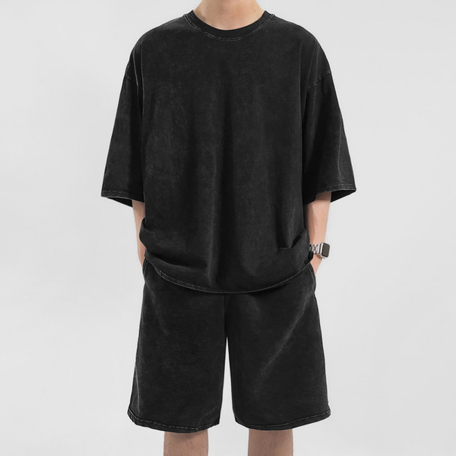 남성용 코튼 피그먼트 반팔 티셔츠 T2984