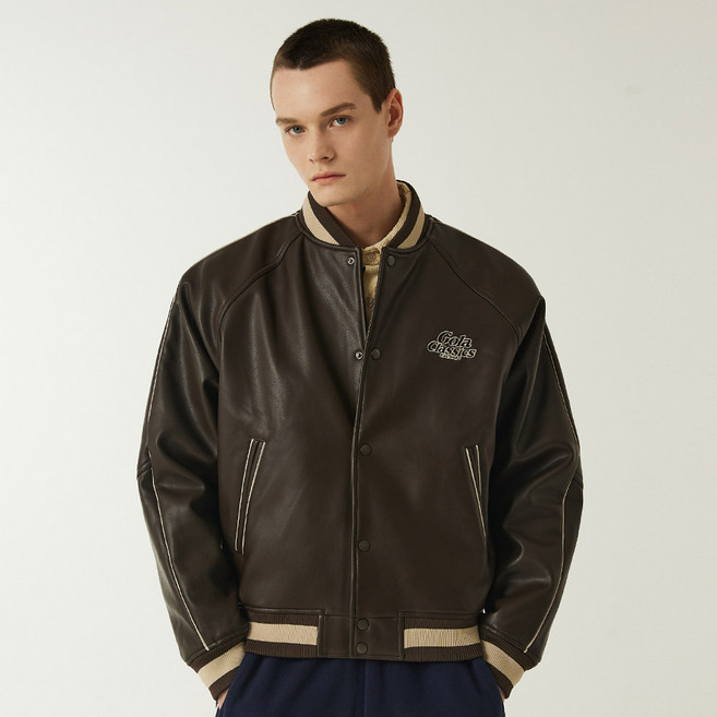 골라 SYNTHETIC LEATHER VARSITY JUMPLER WGLA6RJJPZ07