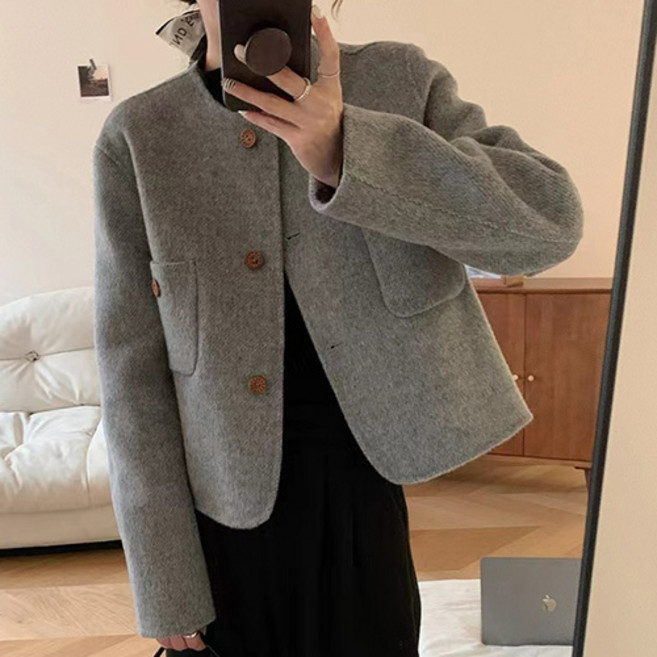 女性時尚簡約冬季毛呢短版大衣